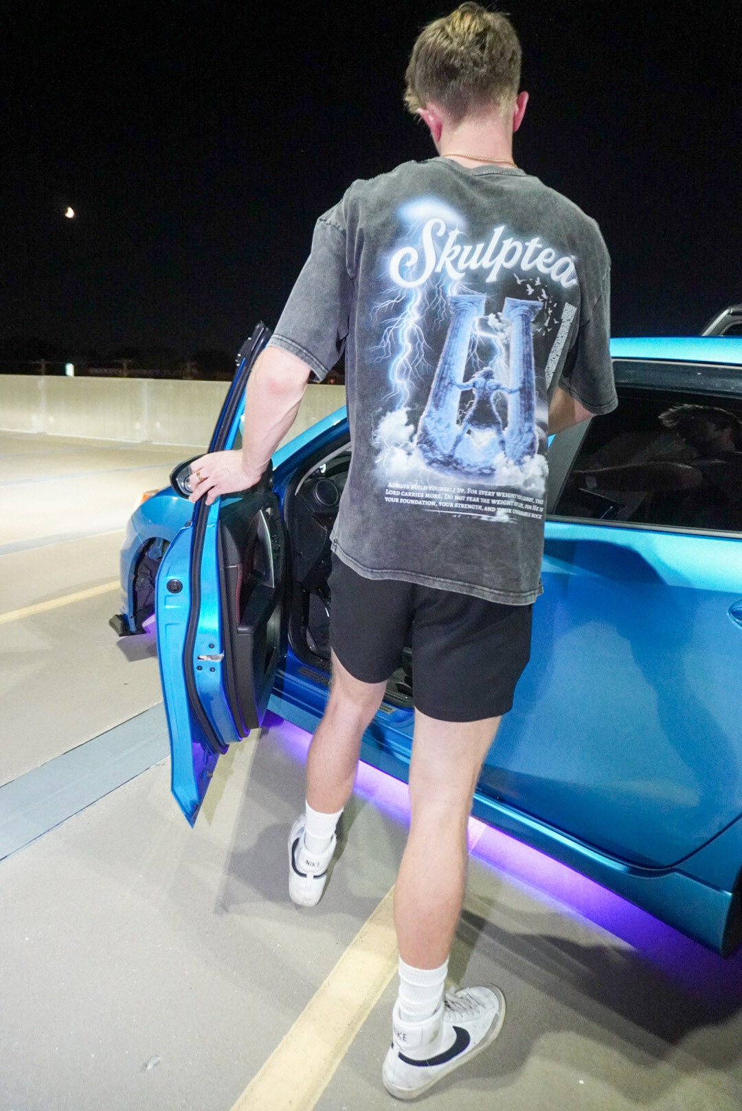 SKULPTED “Pillars of Strength” Acid Wash Oversize T-Shirt