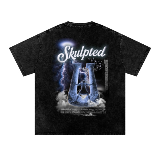 SKULPTED “Upstream Faith” Acid Wash Oversize T-Shirt